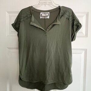 Cap Sleeve Green Women's Top